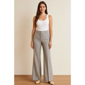 WHBM New The Flare Lined Trouser Pant Gray Linen Blend Size 22W Office Siren